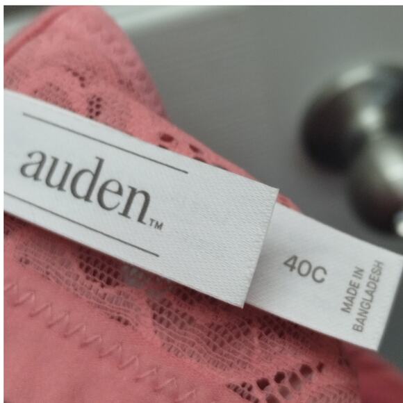 Auden NWOT Size 40C Pink Coral Lace Unlined Scoop Balconette Underwire Bra - Picture 6 of 8